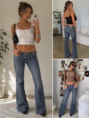 Paris Blues‎ Vintage Y2K Low Rise Bell Bottom Flare Denim Jeans Blue Size 9